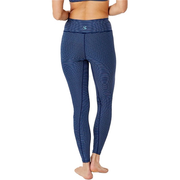 Carve Designs L Womens Navy Striped Leggings Full Length Yoga Athletic Dance EUC - Picture 2 of 12